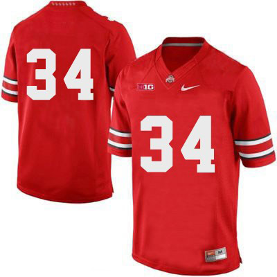 Ohio State Buckeyes Men's Only Number #34 Red Authentic Nike College NCAA Stitched Football Jersey PL19Y46DG